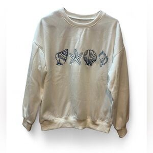 BEACHY CREW NECK EMBROIDERED SWEATSHIRT